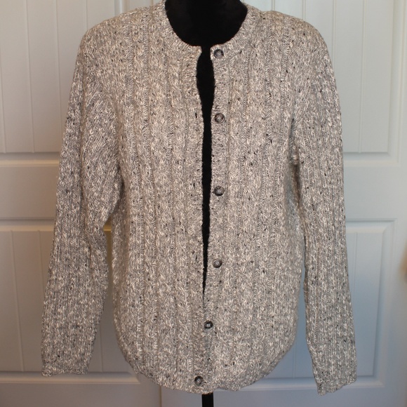 Baxter Wells Thick Grey Speckled Cardigan Sweater - Picture 2 of 7